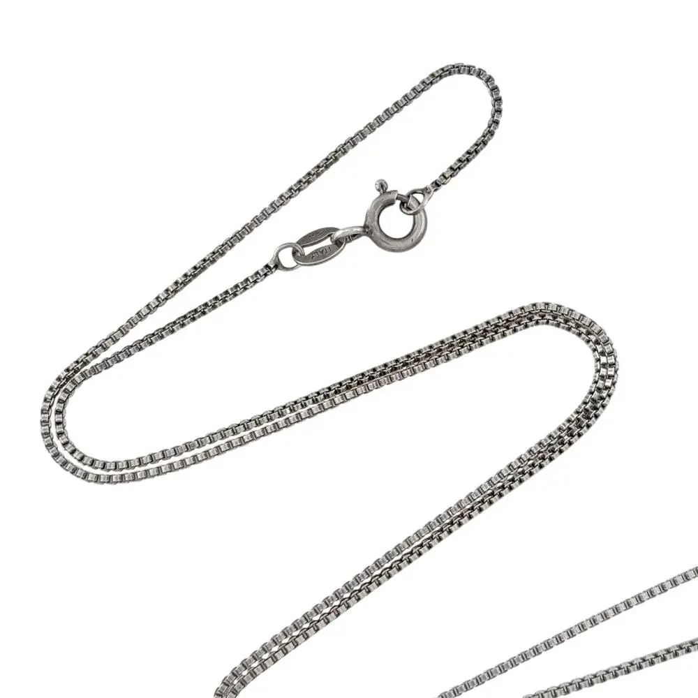 Vintage Italy Sterling Silver 925 Box Chain Necklace 18